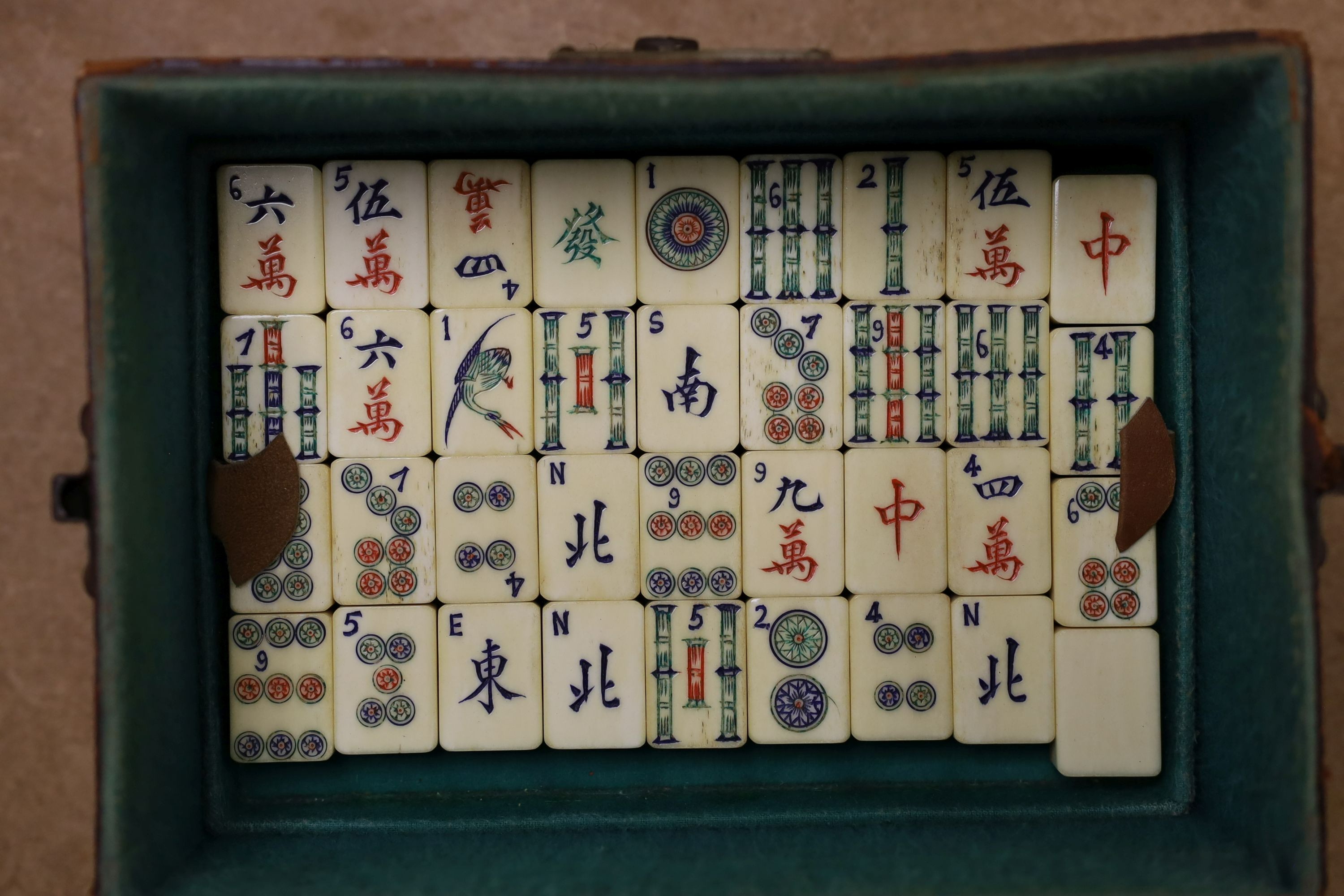 A leather boxed mahjong game